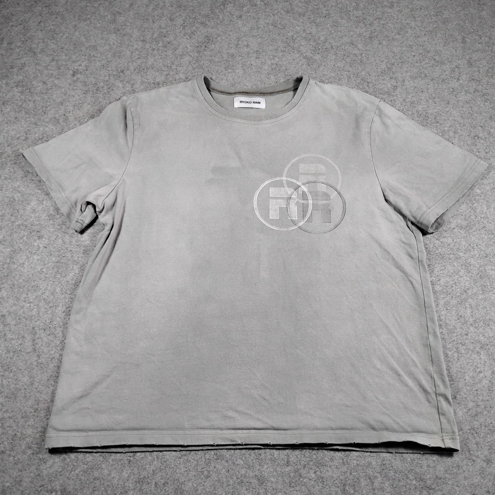 Ryoko Rain Mens Gray Distressed Graphic Logo Cotton T-Shirt Size M